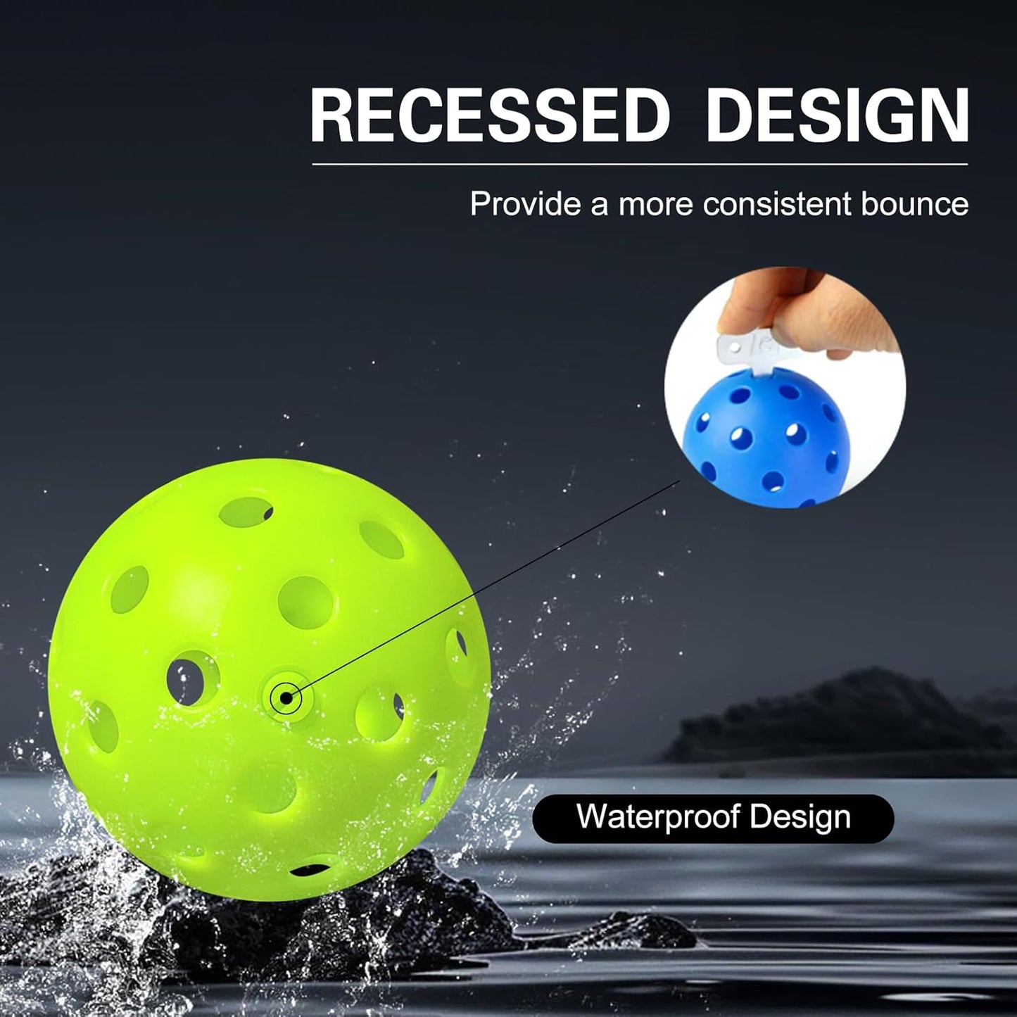 Pickleball Balls Indoor: 4 Pack, 8 Pack, 12 Pack | 40-Hole Outdoor Pickleballs, High Visibility & Bounce, Stylish & Durable for All Paddle Styles & Skill Levels