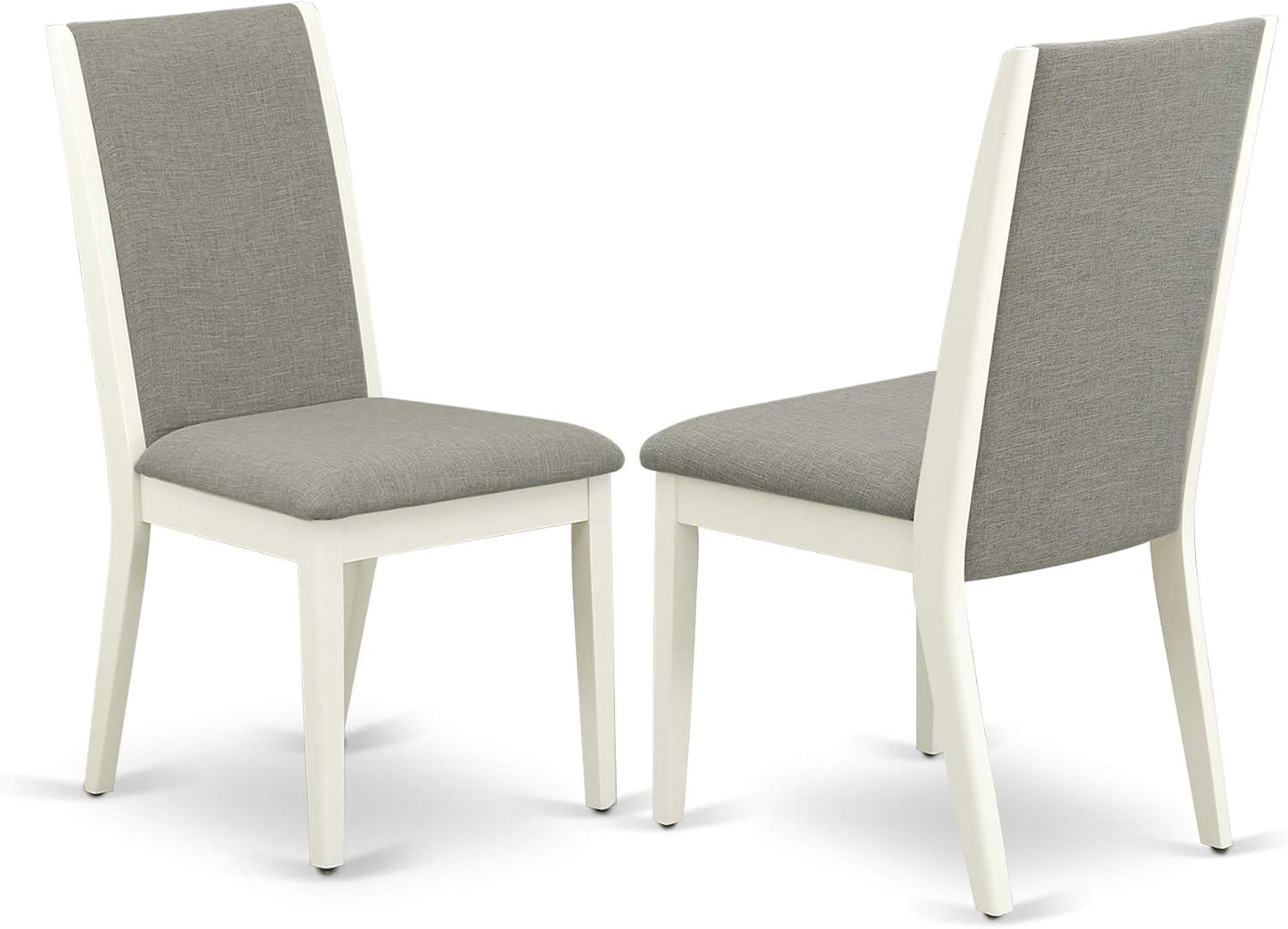 East West Furniture ANLA5-LWH-06 5 Piece Dining Room Furniture Set Includes a Round Kitchen Table with Pedestal and 4 Shitake Linen Fabric Parsons Dining Chairs, 36x36 Inch, Linen White