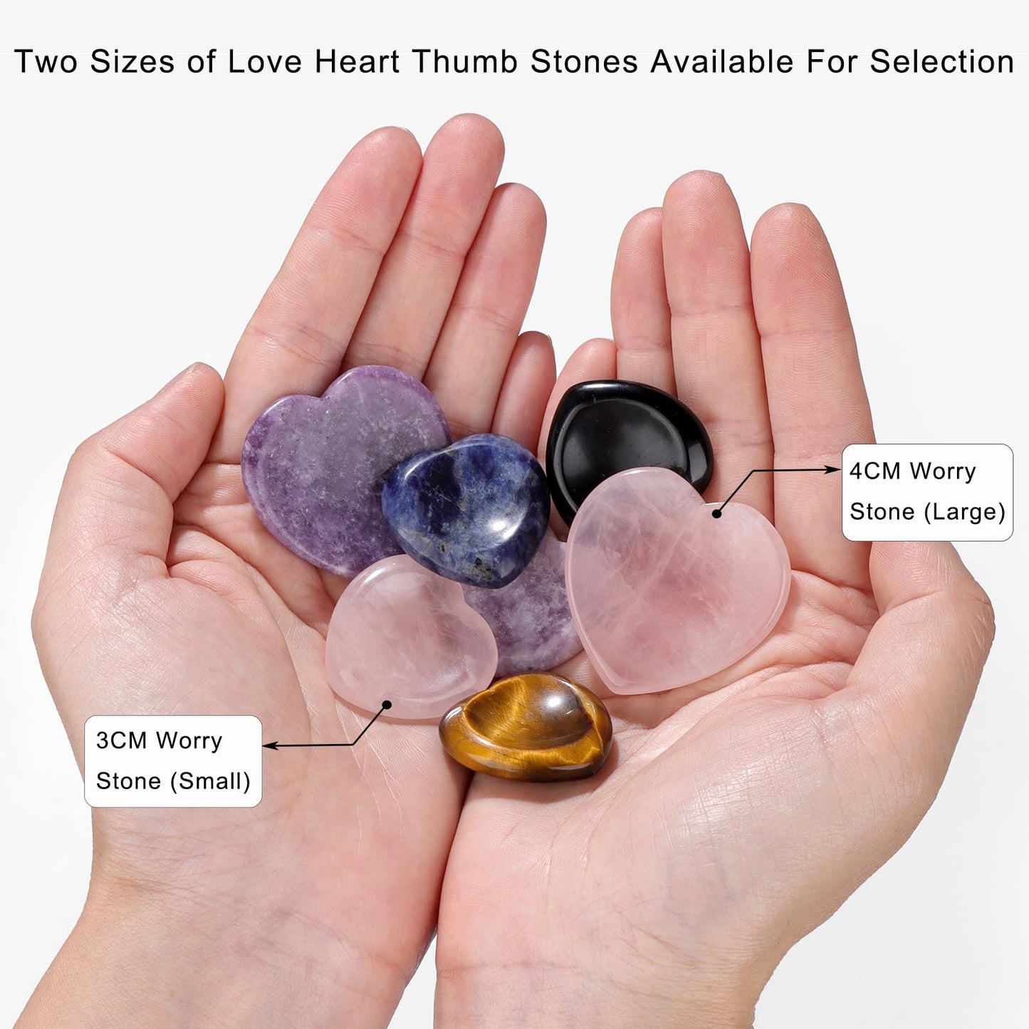 GolbalJew 6PCS Thumb Worry Stones for Anxiety Healing Crystals Sets, Hand Carved Heart Crystals and Healing Stones, Meditation Crystal Reiki Natural Relax Palm Stone for Anxiety Therapy Relief, Small