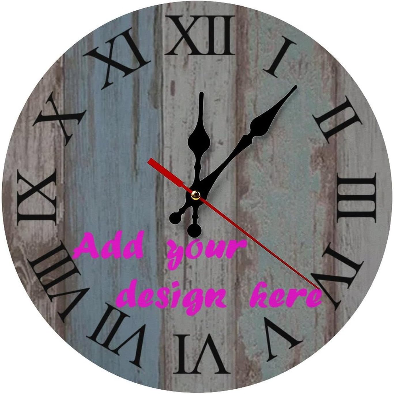 Custom Wall Clock,Personalized Wood Clock add Your Photo/Text,Customizable Silent Round Decoration for Kitchen Bathroom 13.4inch style5