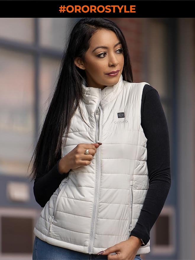 ORORO Women's Lightweight Heated Vest with USB-C Rechargeable Battery, Puffer Classic Heating Vest