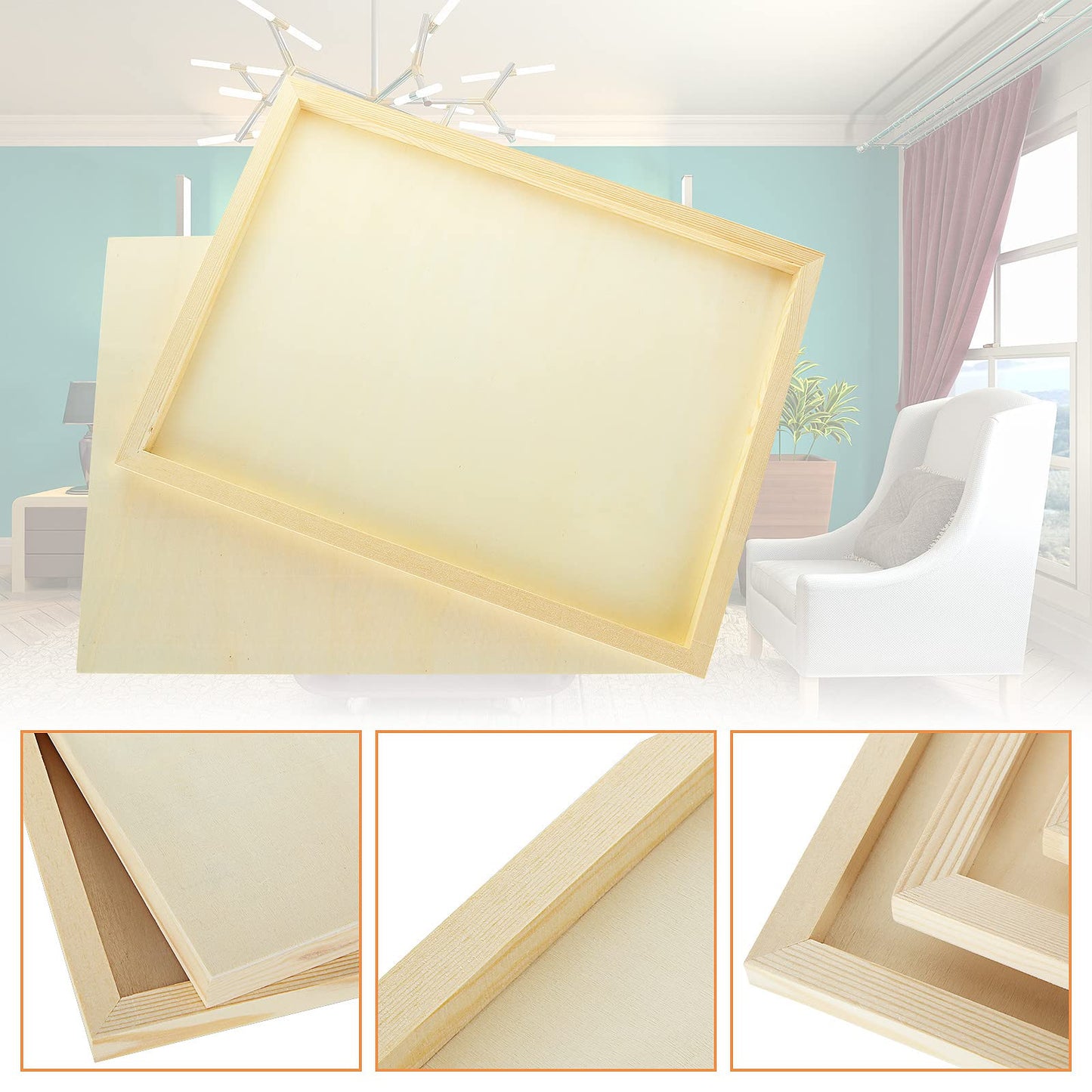 FVIEXE 6PCS Wood Panels for Painting, 12 x 16 Inch Craft Wood Canvas Panel Boards Unfinished Wooden Painting Pouring Panel Board for Arts & Crafts, 3/4 Inch Deep