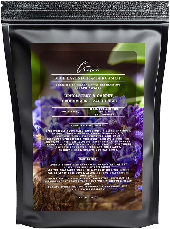Blue Lavender & Bergamot Carpet Freshener Powder Refill 36 oz | Powerful Odor Eliminator for Home | Upholstery Deodorizer | Carpet Deodorizer | Pet Urine | Cat Litter Box