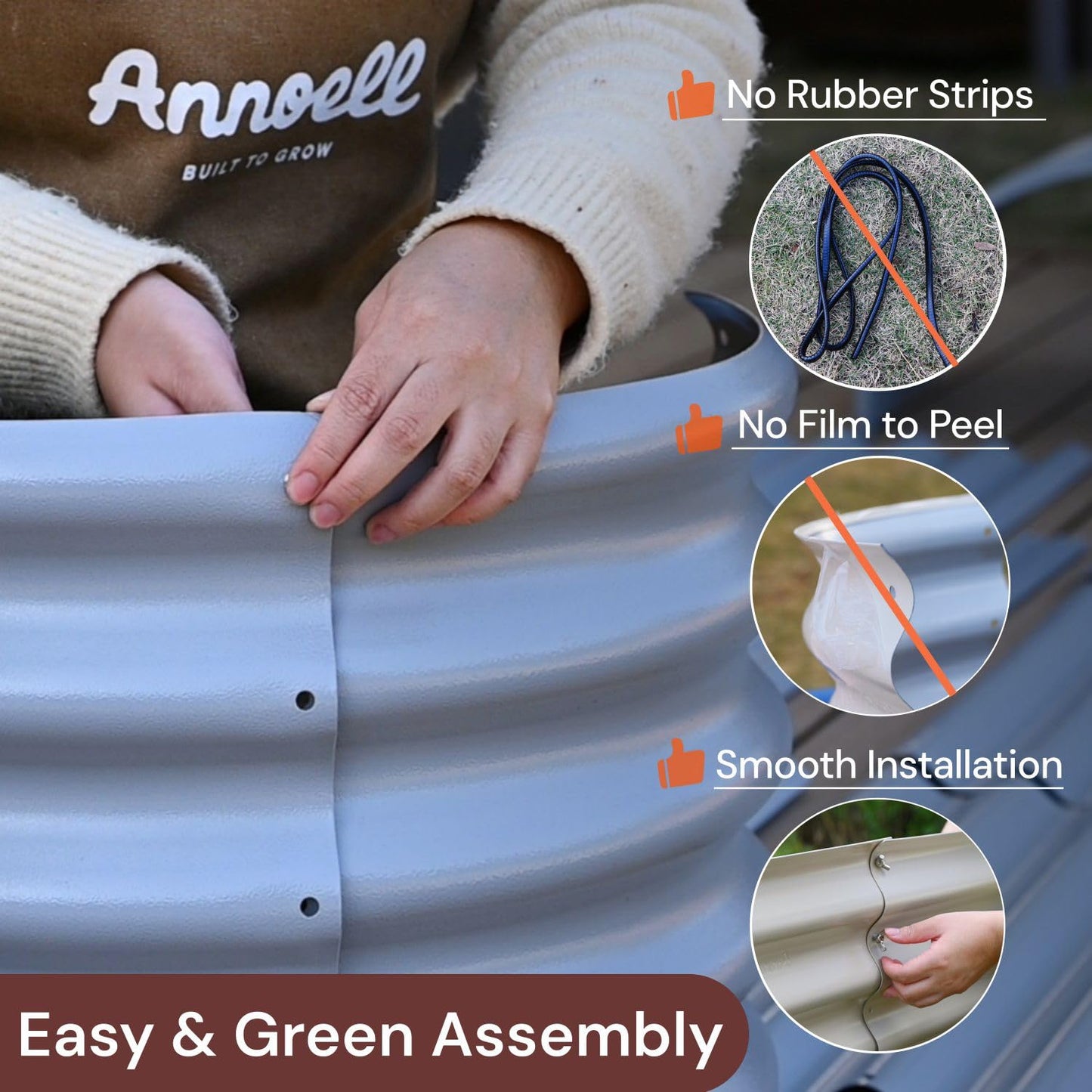 Annoell 8x2x1.5 ft Galvanized Raised Garden Bed, 18" Tall Planter for Outdoor Plants, Metal Raised Flower Bed for Herb Fruit Vegetable, Modular Garden Planter for Outside Backyard & Patio - Moss Green