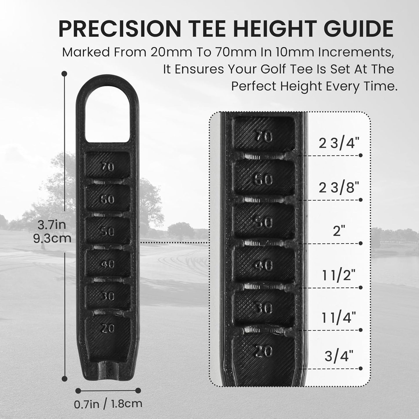 FINGER TEN Golf Tee Height Tool Value 3 Pack, Adjustable Setter Setup Adjuster for Consistent Swings, Durable Portable Golf Training Aid for Precision Tee Height