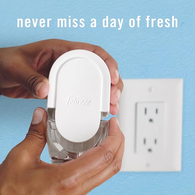 Febreze Plug In Air Freshener, Odor-Fighting Scented Oil Refill For Home, Bathroom, & Kitchen, Long Lasting, Refresh & Energize and Soothe & Restore Scents, 0.87oz Refills, 4ct (2 of Each)