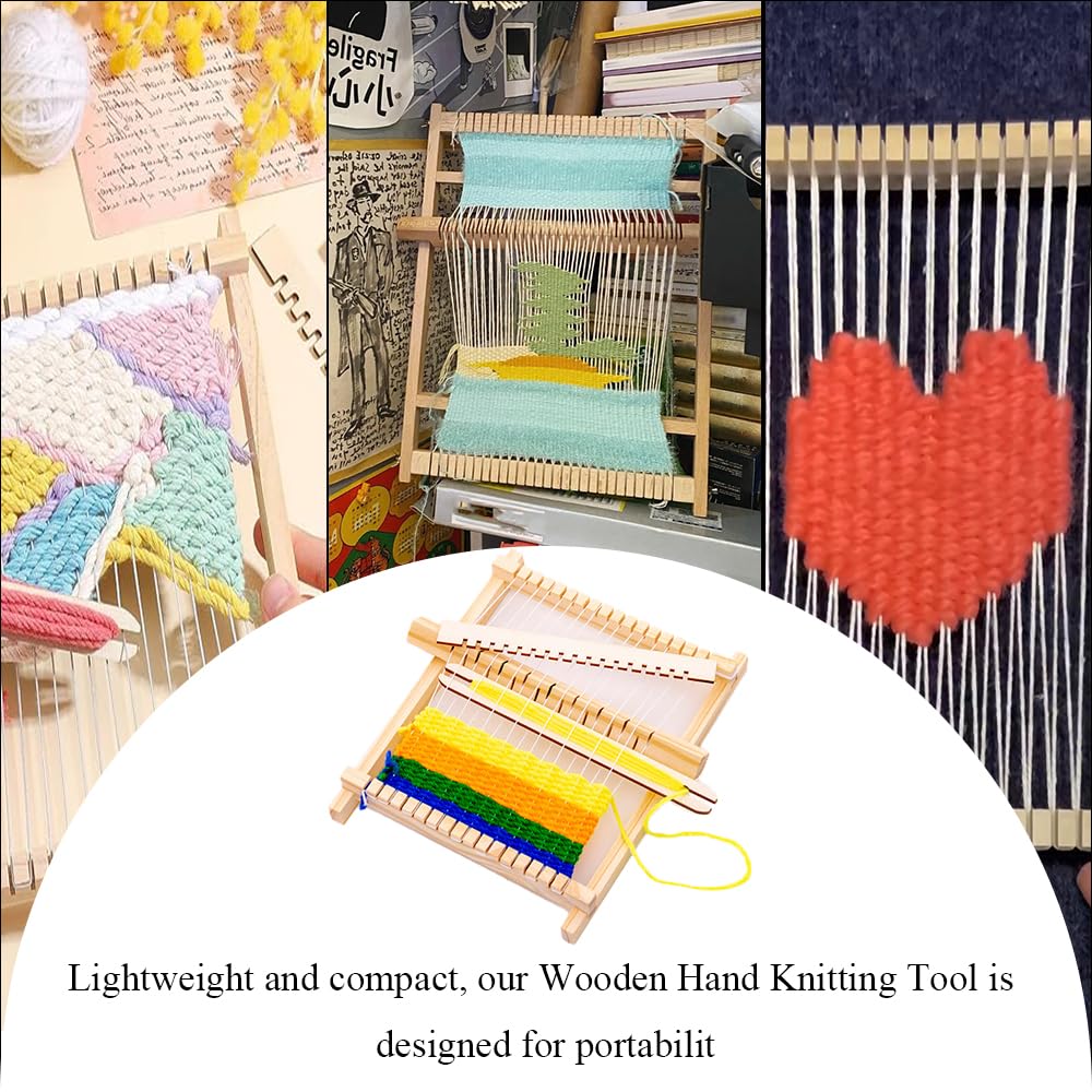 Ckyleole Weaving Loom Kit Wooden Weaving Loom Multi Craft Handcraft Wooden Looms Set Tapestry with Rods Combs Shuttles Line Instructions No Burr Mini 8.27 x 6.5 inch 1 Set(5P) Adult and Beginners