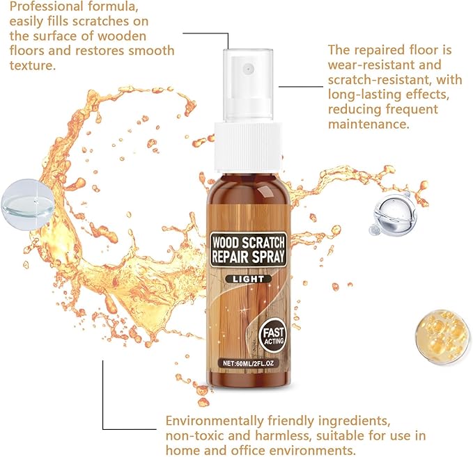 Scratch Remover Spray - Instant Wood Repair and Floor Polish, Natural Shine Protector | Furniture Restoration Cleaner for Wooden Tables, Cabinets, Doors, Home Decor, and Interior Maintenance