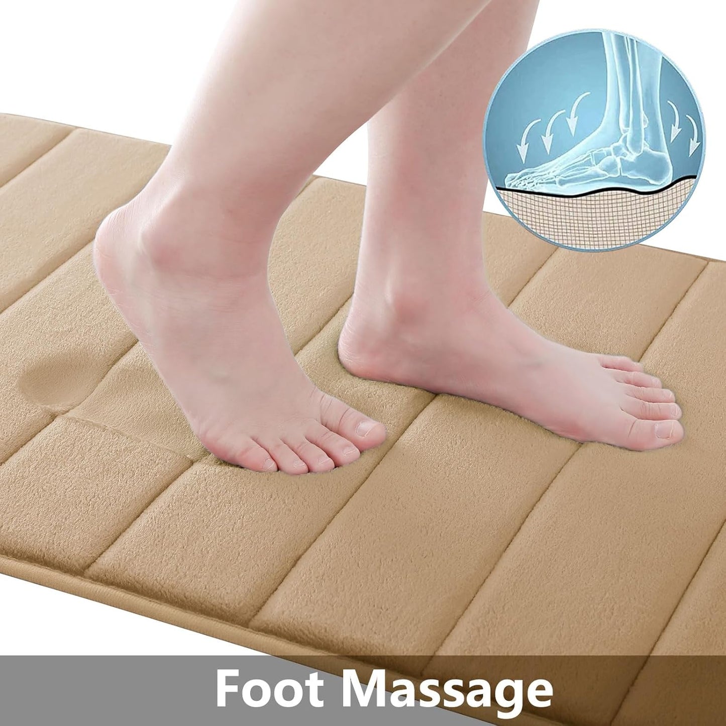 Buganda Memory Foam Bath Mat, 24" x 16", Ultra Soft and Non-Slip Bathroom Rugs, Water Absorbent and Machine Washable Bath Rug for Bathroom, Shower, and Tub, Camel