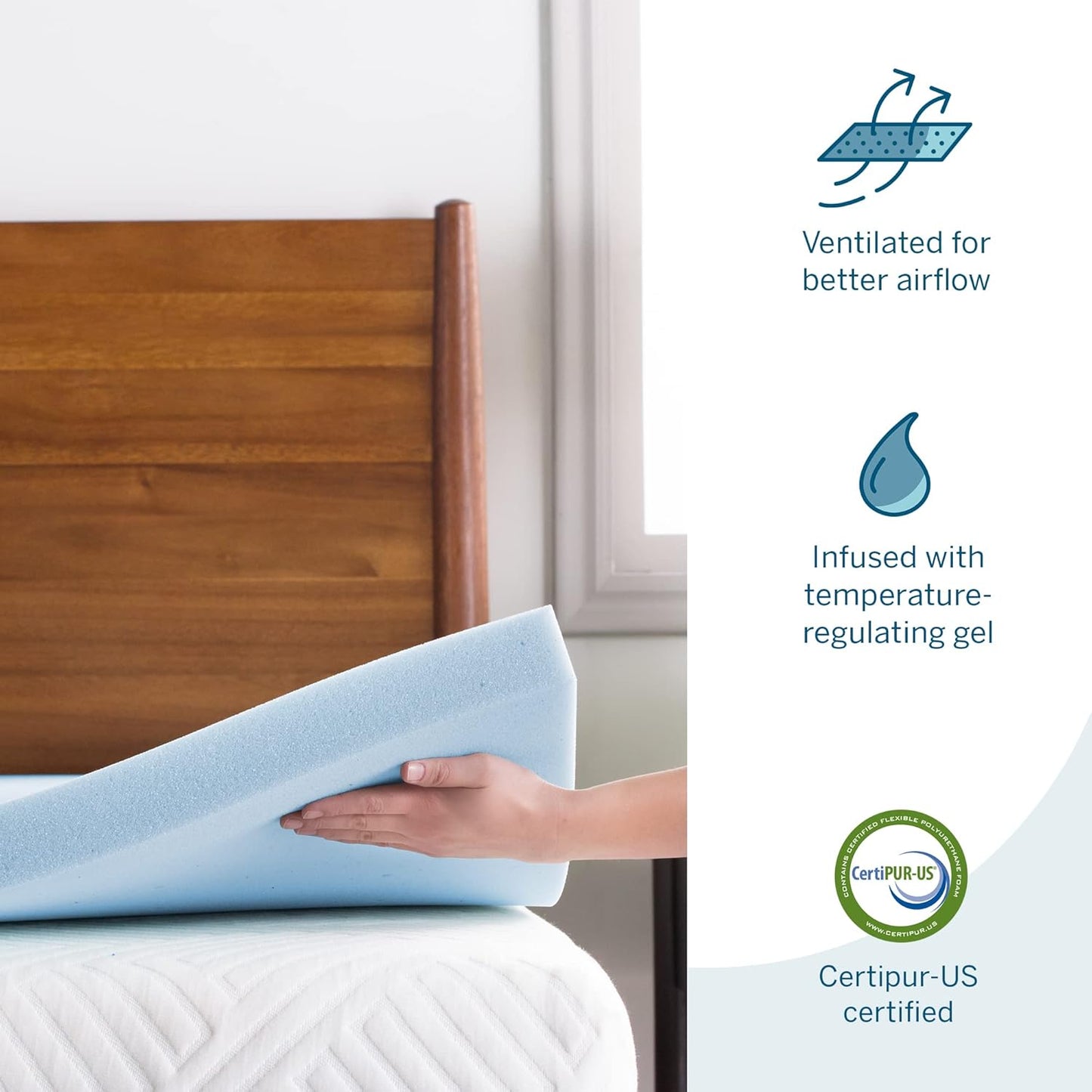 LUCID 3-inch Ventilated Gel Memory Foam Mattress Topper - Twin