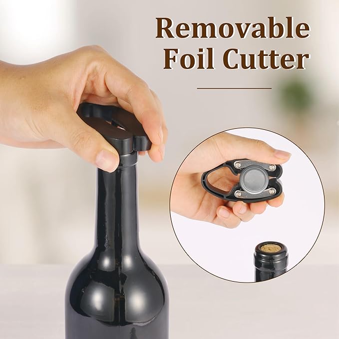 Rabbit Wine Opener Set with Wooden Case – 9 Piece Kit Includes Rabbit Corkscrew, Foil Cutter, Wine Pourer, Bottle Stopper, Easy Cork Removal, Great Gift for Wine Lovers, Bronze