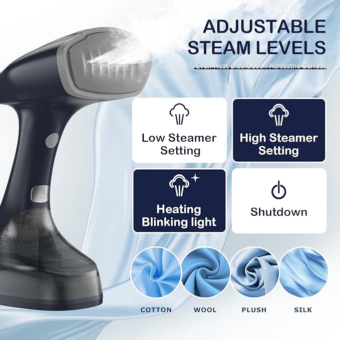 BEAUTURAL Handheld Garment Steamer for Clothes, Handheld Steamer with Foldable Design, Easy to Remove Wrinkles, 1500W, 25-Second Fast Heat up, 2 Steam Level Setting with Continuous Steaming