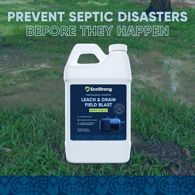 Septic Drain and Leach Field Treatment | Bio-Enzyme Cleaner Breaks Down and Digest Clogs | Removes Odors & Mainline Cleaner (64 OZ)