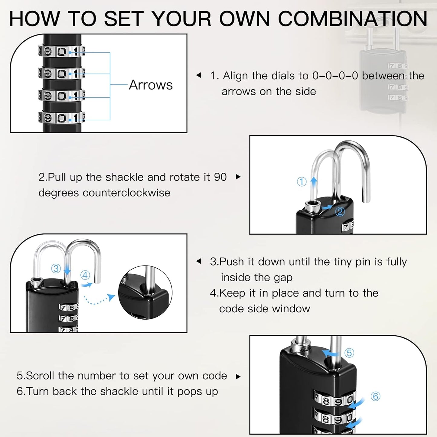 Moxweyeni 10 Pcs 4 Digit Combination Lock Small Combo Luggage Number Locks Outdoor Waterproof Padlock for Traveling Toolbox Gym Door Locker Suitcases Employee Hasp Storage