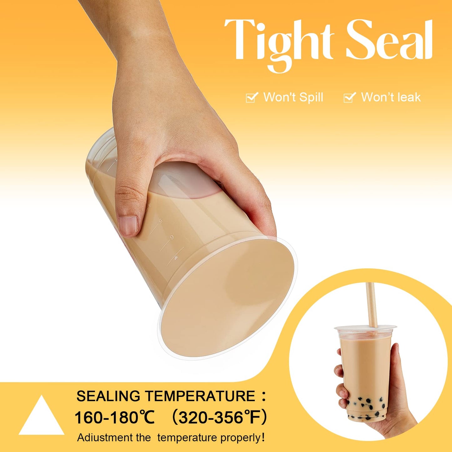 Henoyso 1 Roll Cup Sealer Film For Sealing Machine 90-105 Mm 3200 Cups Bubble Tea Sealer Film For 16 Oz Plastic Cups For Bubble