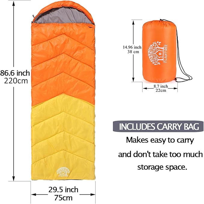 Sleeping Bag 4 Seasons Adults & Kids for Camping Hiking Trips Warm Cool Weather,Lightweight and Waterproof with Compression Bag,Indoors Outdoors Activities