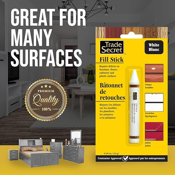 Wood Scratch Repair Fill Stick for White Surfaces, Great for Touch-Ups and Repairs on Hardwoods Floors, Furniture, Cabinets and Plastic Surfaces.