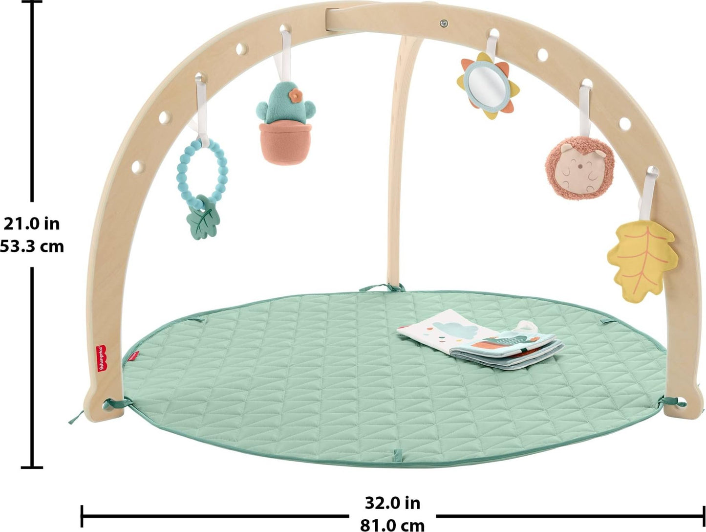 Fisher-Price Wood Baby Playmat Lay & Play Deluxe Activity Gym with Wooden Frame & Tummy Time Sensory Toys for Newborns 0+ Months