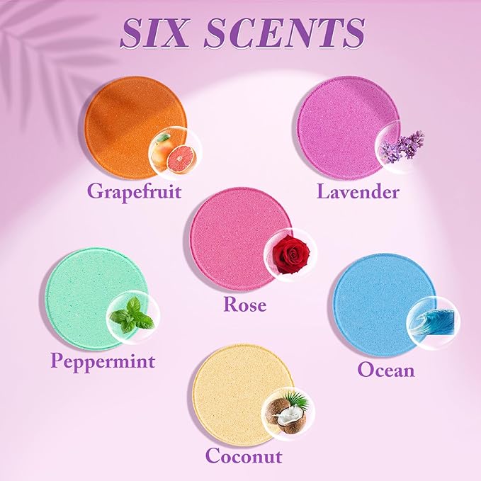 DeckTheHalls 18 Pack Shower Steamers - Shower Bombs with Lavender Mint Rose Coco Sea Grapefruit Natural Fragrance, Self Care & Relaxation Presents for Women and Men - Birthday Presents