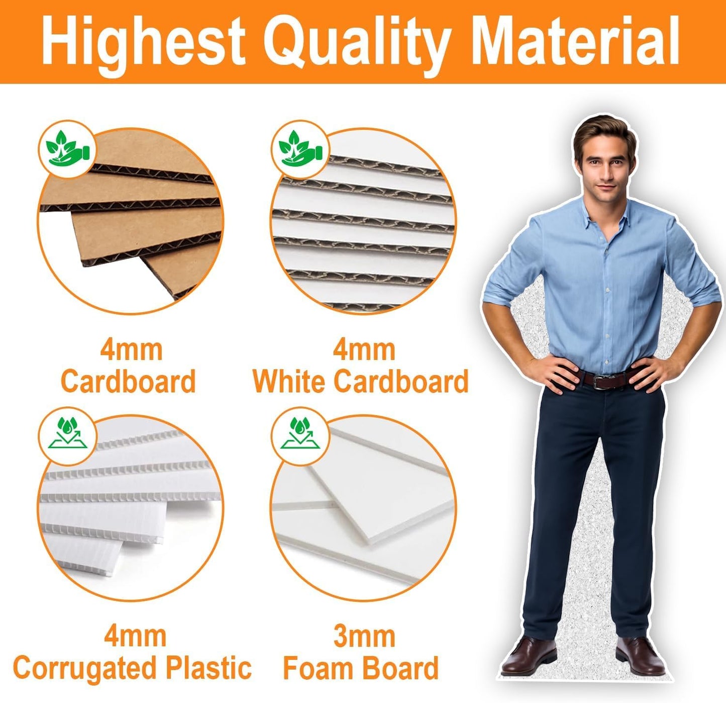 Custom Life Size Cardboard Cutouts, Personalized Photo Standup Cardboard Cutout with High Resolution | Perfect for Party, Birthday, Wedding, Graduation, or Sports Events Decor (Coroplast - 1 ft)