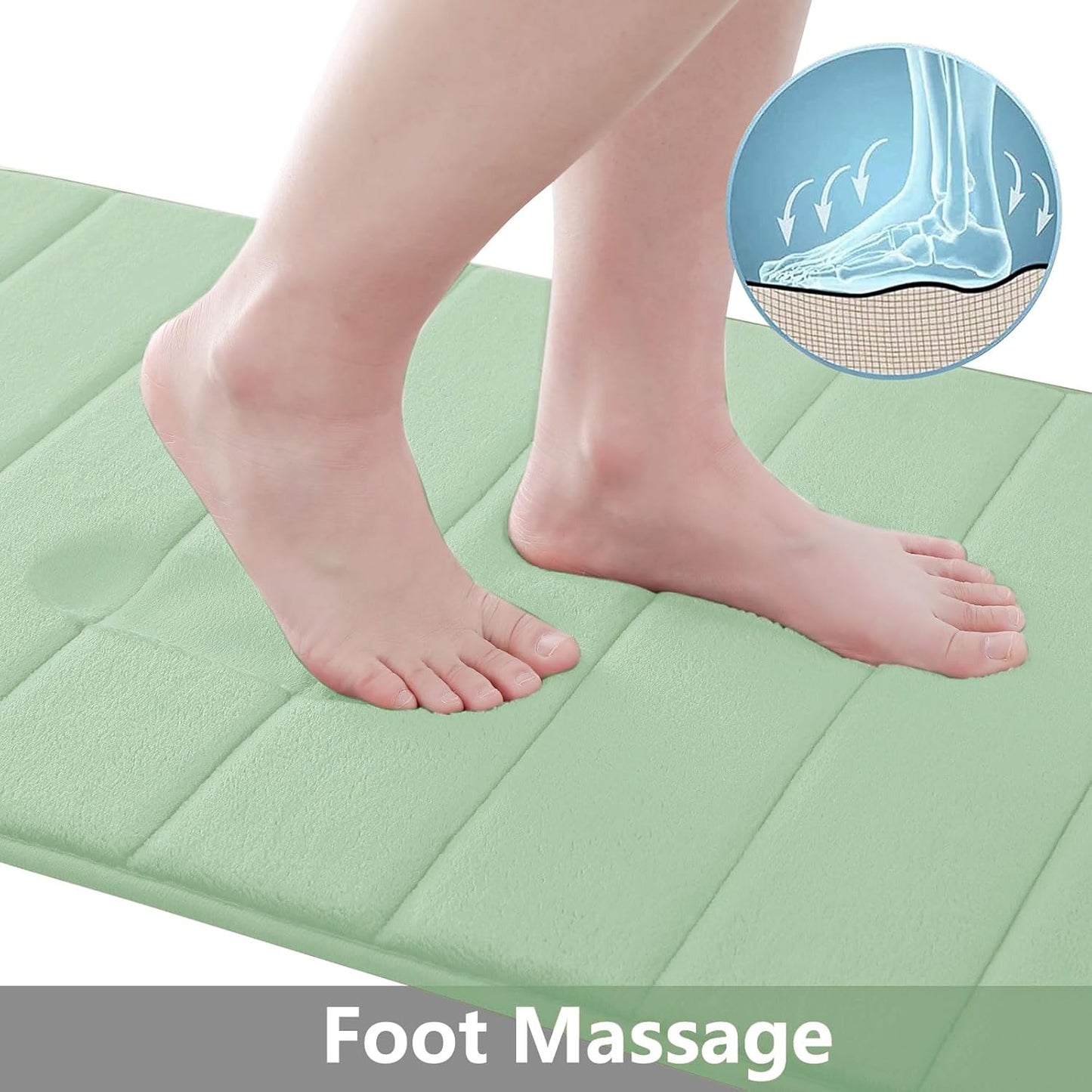Buganda Memory Foam Bath Mat, 59" x 20", Ultra Soft and Non-Slip Bathroom Rugs, Water Absorbent and Machine Washable Bath Rug Runner for Bathroom, Shower, and Tub, Sage Green