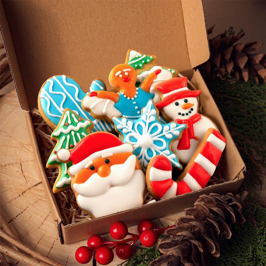 Christmas Cookie Cutters Set of 9 Pieces, Metal Shapes for Winter Holiday: Christmas Tree, Snowflake, Gingerbread Men, Angel, Star, Mitten, Candy Cane, Snowman