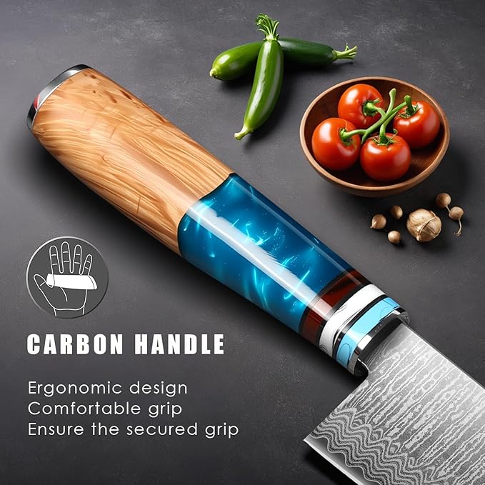 Kuwata Chef Knife Set Damascus, Professional Japanese VG-10 High Carbon Stainless Steel Kitchen Knife Set Chefs Knife, Boning Knives, Santoku Knife, Knife Set for Kitchen with Gift Box