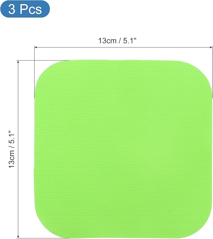 uxcell 3Pcs Rubber Jar Opener Grippers Pads, Multi-function Heat-insulated Non-Slip Grippers Pads for Jars, Kitchen Tool for Easy Opening (Green, Square)