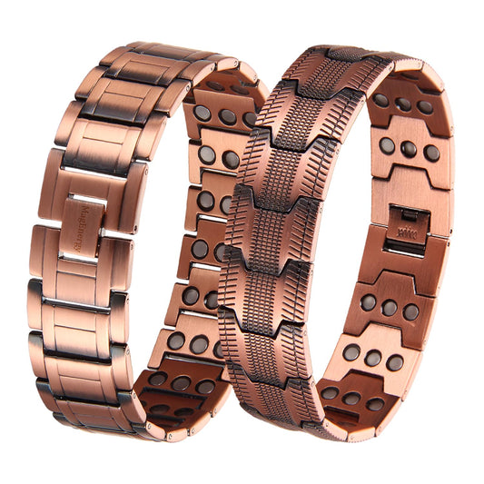 MagEnergy 3X Magnetic Copper Bracelet for Men, 99.99% Pure Copper Magnetic Bracelets with Ultra Strength Magnets, Adjustable Wristband with Sizing Tool Jewerly Box