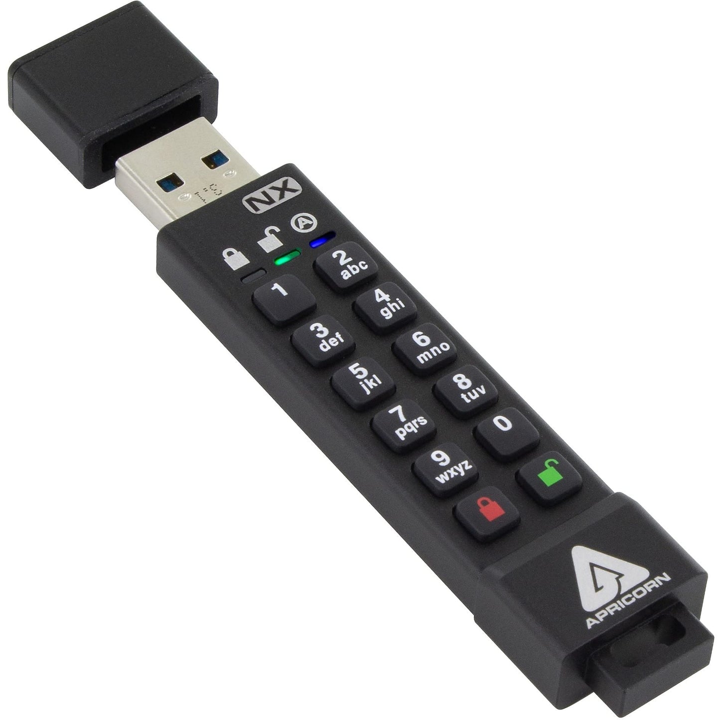 Apricorn 8GB Aegis Secure Key 3 NX 256-bit Encrypted FIPS 140-2 Level 3 Validated Secure USB 3.0 Flash Drive (ASK3-NX-8GB)  Black-New