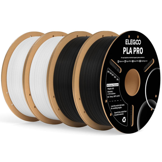 ELEGOO PLA PRO Filament 1.75mm Black & White 4KG, 30-250mm/s Printing Speed Improved Rigidity 3D Printer Filament Dimensional Ac