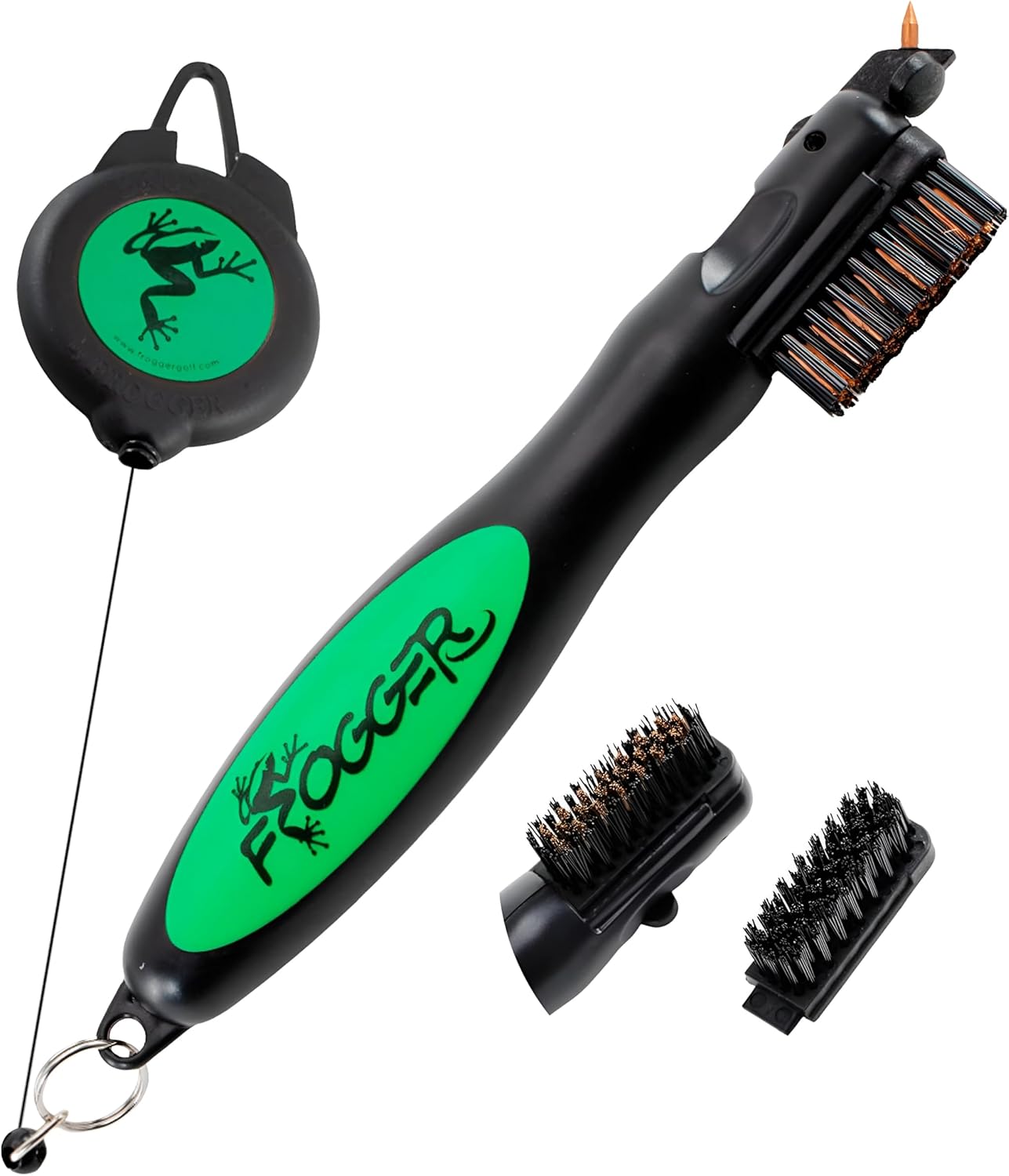 Frogger BrushPro Golf Club Cleaner with Ergonomic Grip and 2.5 ft. Retractable Cord, Sturdy Golf Club Brush and Groove Cleaner for Golfers, Golf Dad