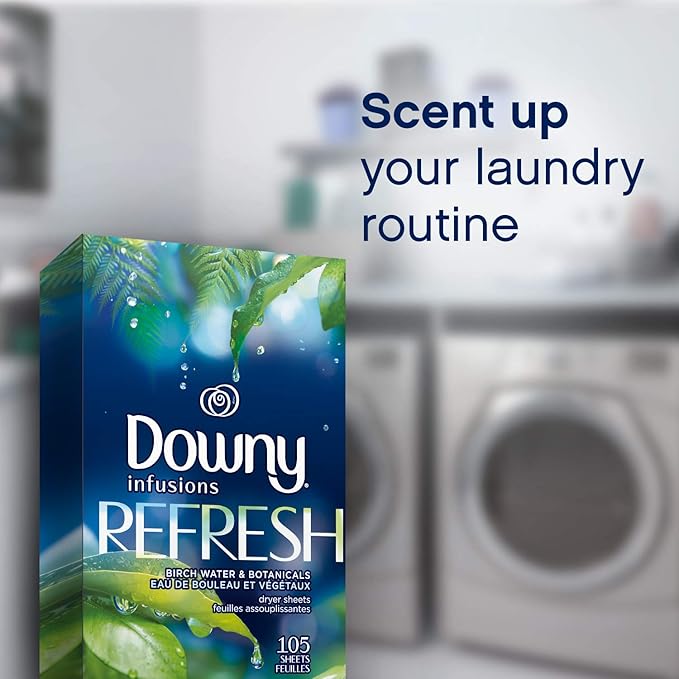 Downy Infusions Dryer Sheets Laundry Fabric Softener, Refresh, Birch Water & Botanicals, 200 Count
