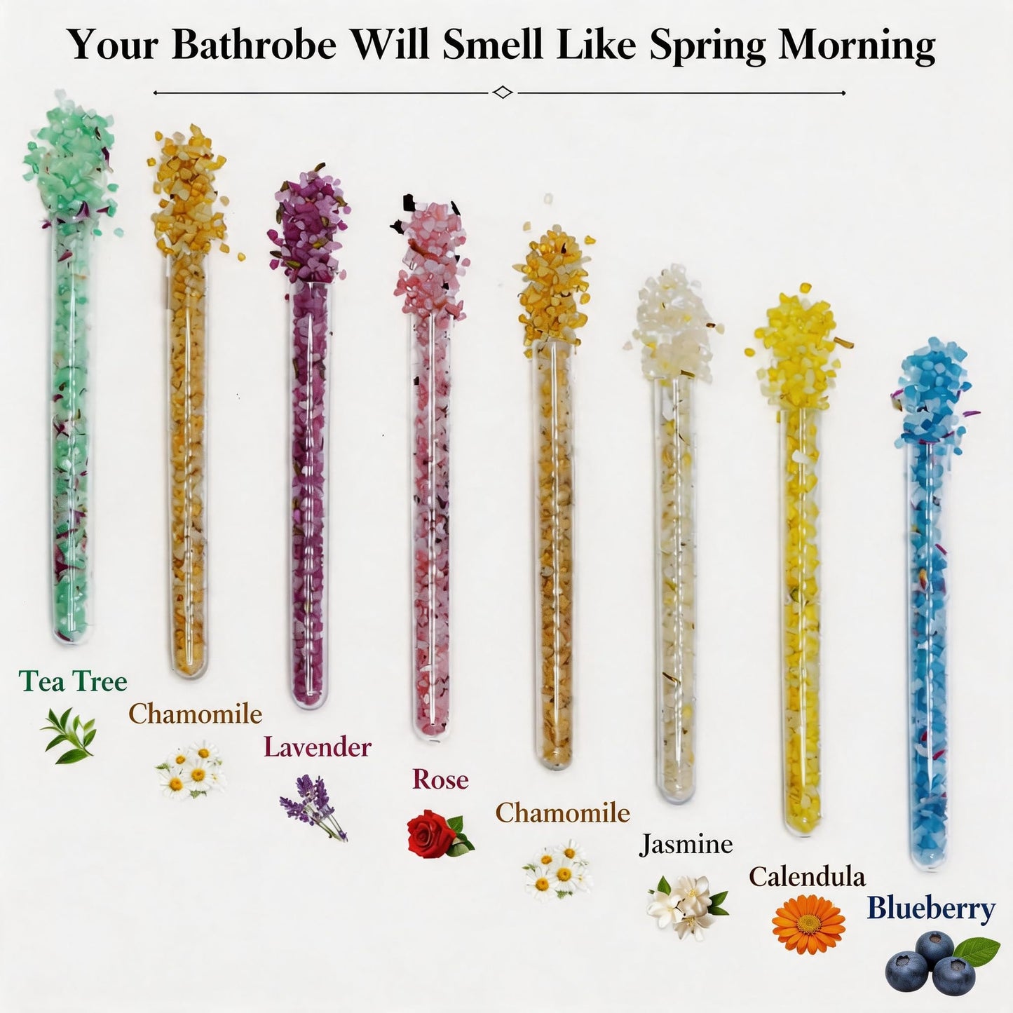 Bath Salts, Bath Salts for Women Relaxing, Mothers Day Birthday Gift, with Dead Sea Salt, Essential Oils, Minerals and Dried Flower, Spa Bath & Foot Soak, Individual Tubes, Travel Size, 8 Scents, 8 oz