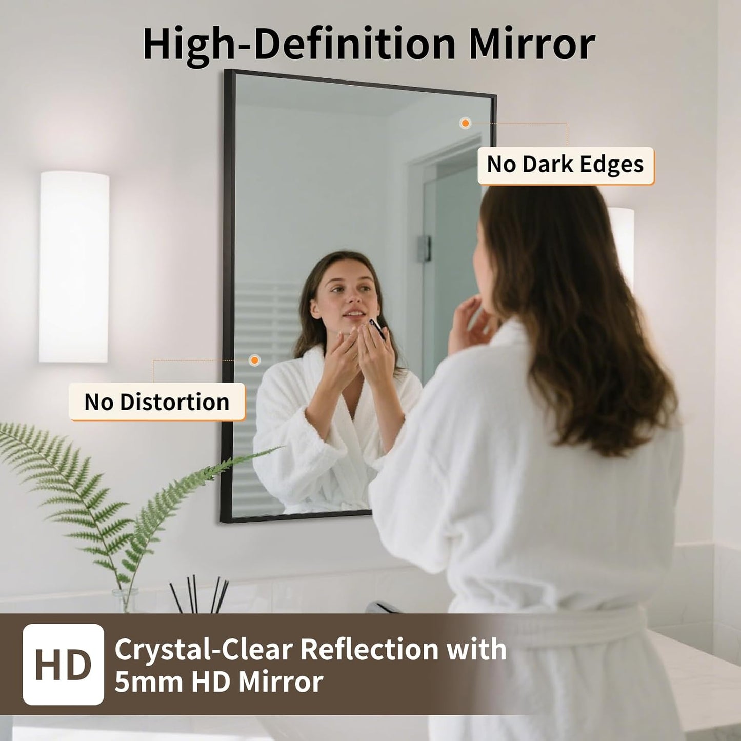 Matte Black Mirror, 24x36 Inch Aluminum Framed Rectangle Mirror, Anti-Rust, Tempered Glass, Square Corner Wall Mirror for Over Sink, Vanity, Bedroom, Entryway, Horizontal/Vertical