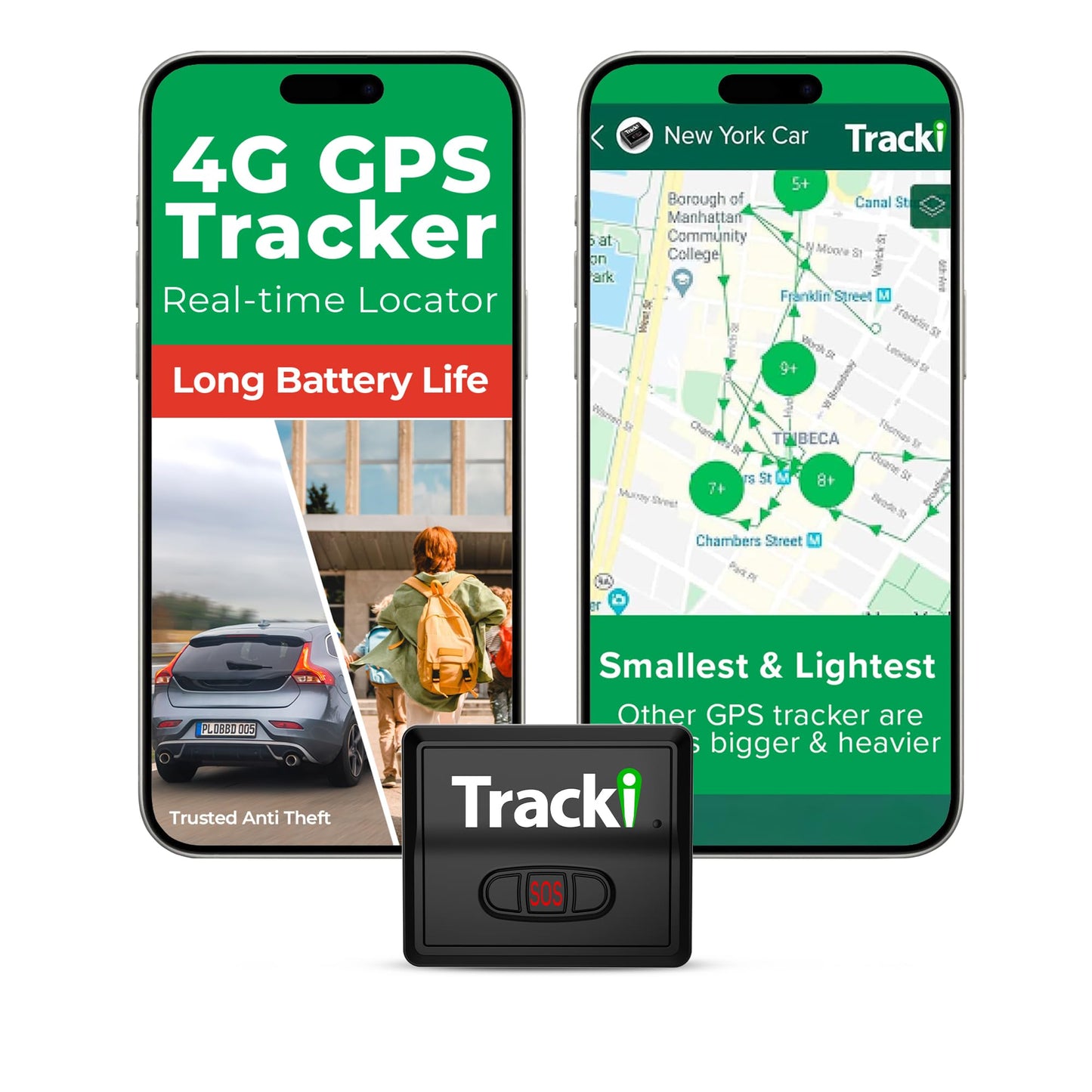 Tracki GPS Tracker with Waterproof Magnetic Mini Box and +3500mAh Battery Extender for Vehicles - 4G LTE Subscription Needed - U