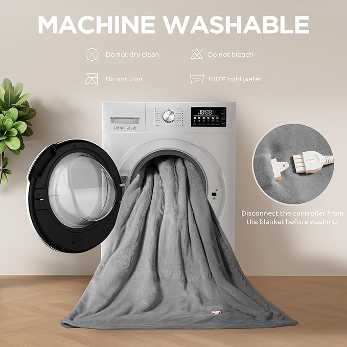Heated Blanket Electric Throw 50" x 60" -Heated Throw Blanket with 4 Heating Levels & 3 Hours Auto Off,Machine Washable,ETL & FCC Certification(Dark Gray)