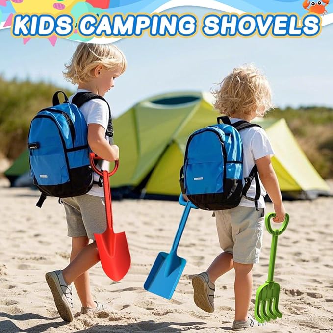 3 PCS Beach Shovel Sand Shovels Snow Toys for Kids Adults, 16 Inch Spade Rake Sandbox, Sturdy Scoop Trowel Garden Digging Planting Tool, Kids Snow Shovel Outdoor Play Summer Vaction Gift Party Favor