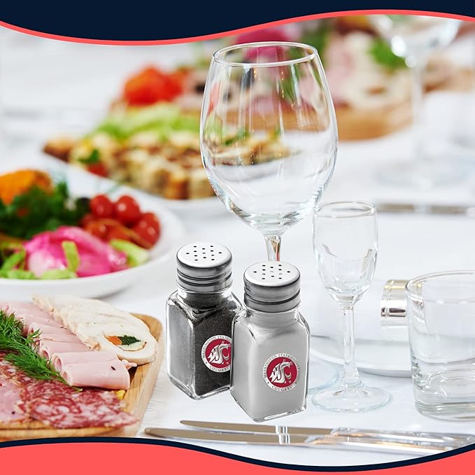 Heritage Pewter Washington State University Salt and Pepper Shaker Set of 2 Bottles | Expertly Crafted Pewter Glass