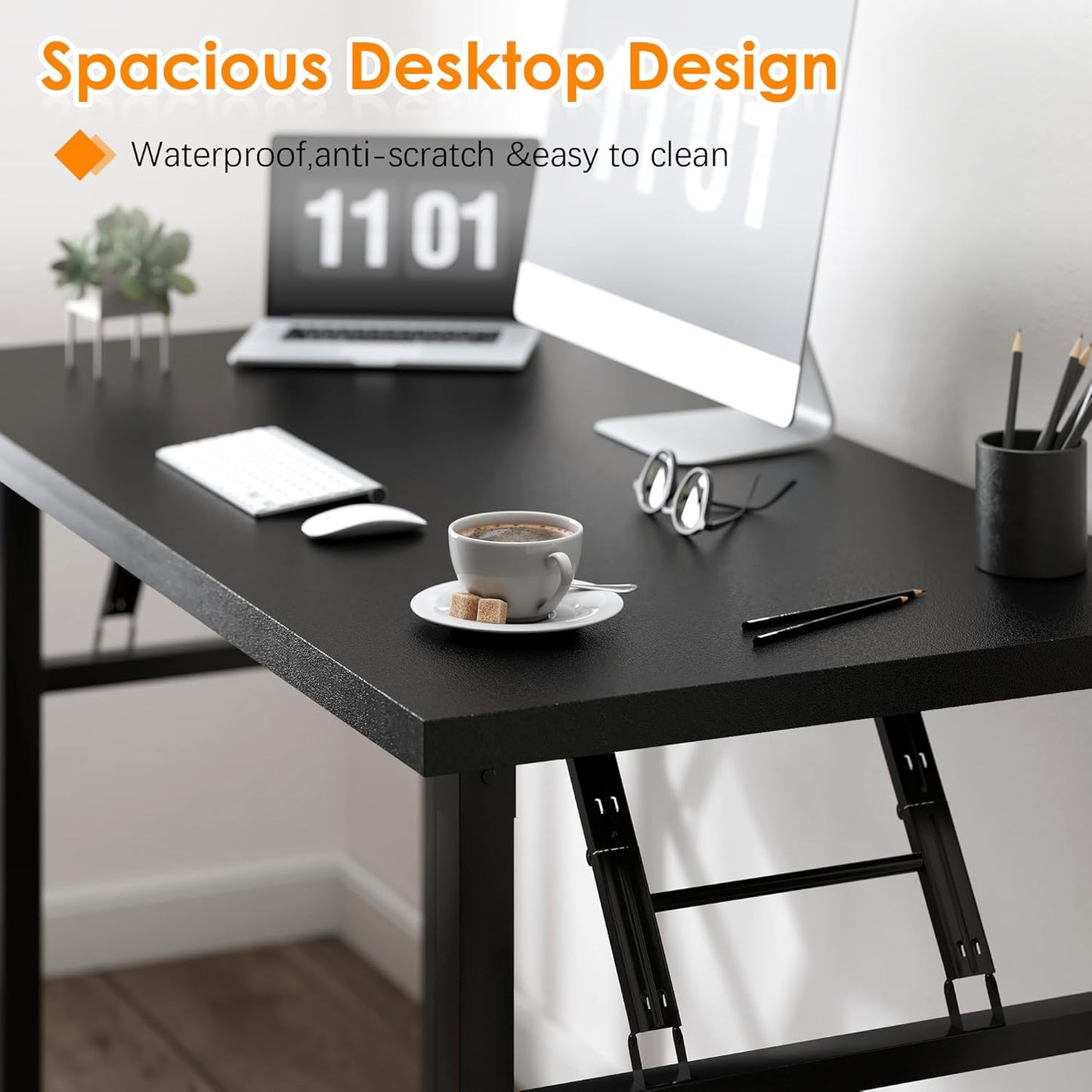 Need Folding Computer Desk - 31.5 Inch Foldable Office Writing Work Study Kids Student Teacher Home Bedroom Table for Small Space, Black