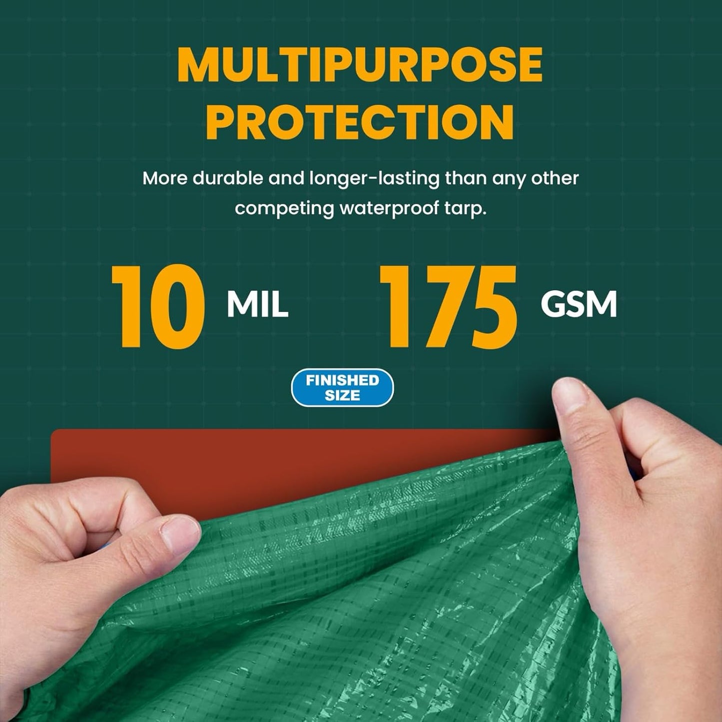 Large Waterproof Tarp - Heavy Duty 10 Mil Thick Poly Tarpaulin Ideal for Canopy Tents, Boats, RV or Pool Covers - Multipurpose Protective Tarps with Grommets for Indoor, Outdoor Use | 12' x 25' 2 Pack