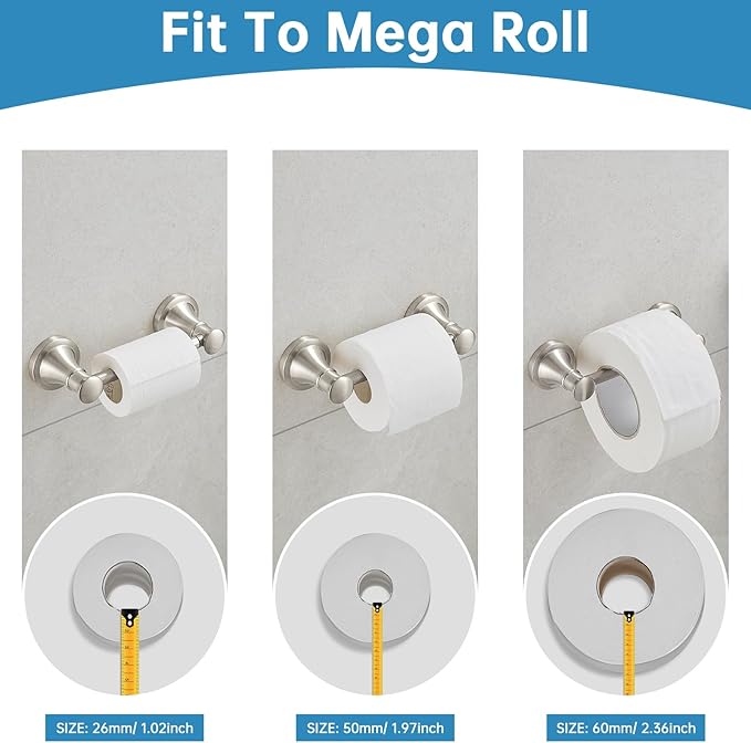 RUMOSE Toilet Paper Roll Holder Bathroom Flexible Pivoting Tissue Handle on Wall Mounted Brushed Nickel Rustproof Toilet Tissue Roll Holder,Stainless Steel