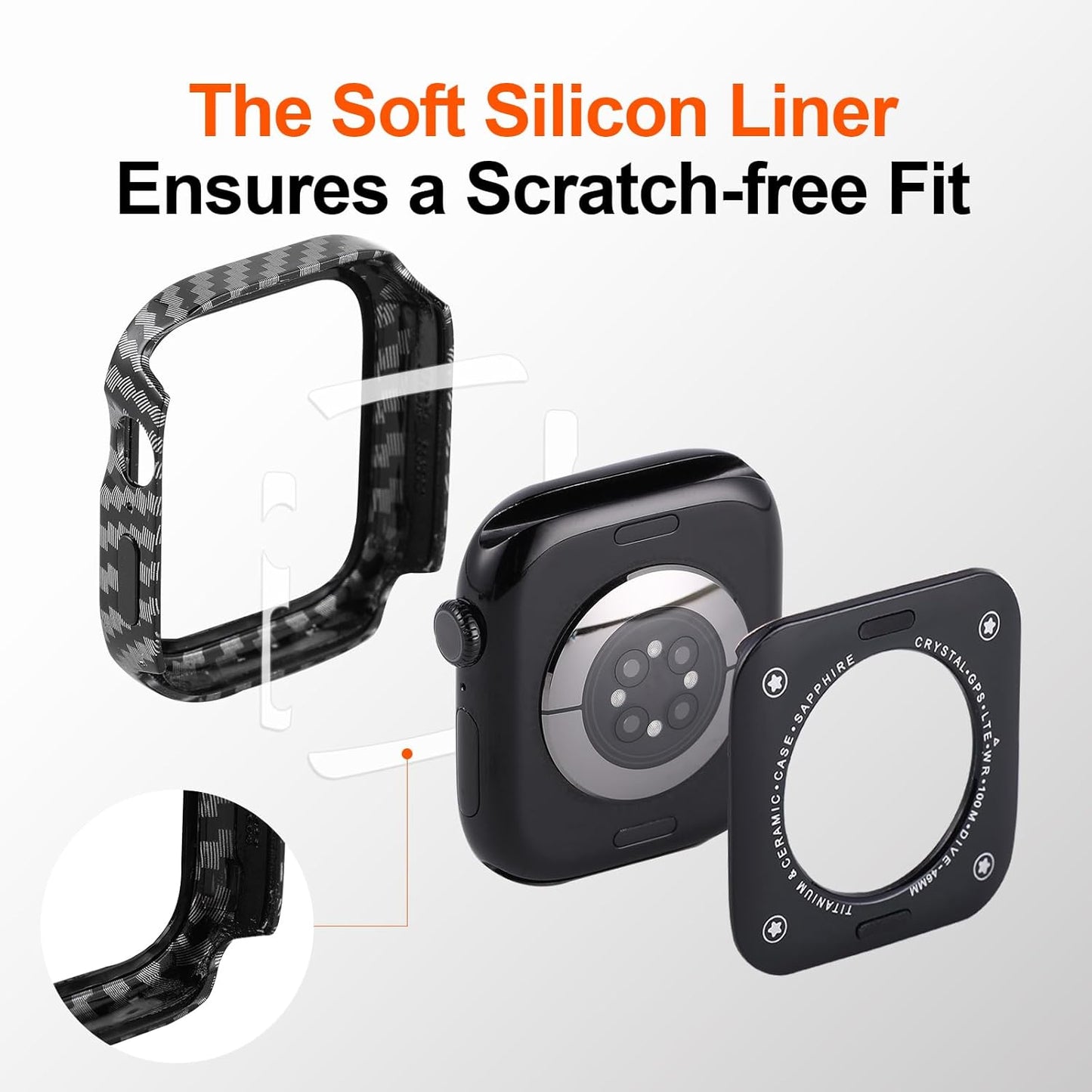 3 in 1 Metal Cases Compatible with Apple Watch Series 9/8/7 45mm Case Built-in Screen Protector, Rugged Protective Bumper with Back Cover for iWatch 45mm, Ultra Thin Lightweight