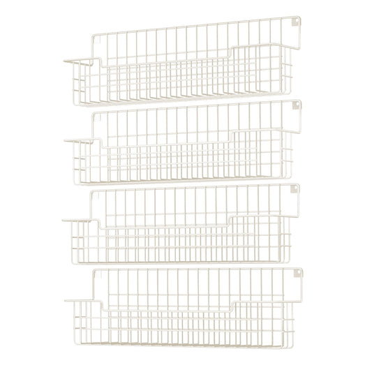 AURIKAR Spice Rack Wall Mount 4 Pack, Metal Wall Mounted Spice Rack Organizer for Cabinet Door & Pantry, Space-Saving Kitchen Spice Rack Shelf, White