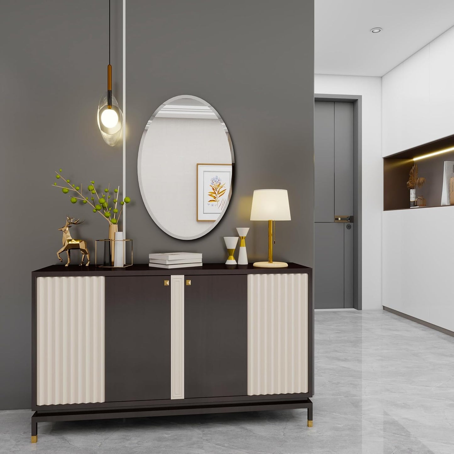 Oval Bathroom Mirror, 24X36 inch Oval Frameless Mirror, Frameless Mirrors for Bathroom,Beveled Bathroom Mirror.