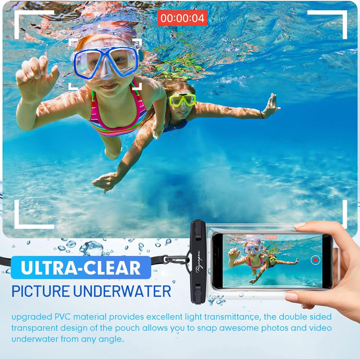 Waterproof Phone Pouch Bag - 7.5in Waterproof Phone Case for Beach Travel Must Haves, IPX8 Underwater Holder with Lanyard for iPhone 16 15 Pro Max Galaxy S24+ 23 Pixel 8a, Cruise Essentials
