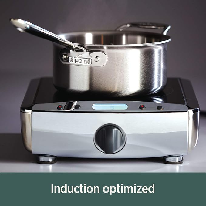 All-Clad D5 5-Ply Brushed Stainless Steel Fry Pan 10 Inch Induction Oven Broiler Safe 600F Pots and Pans, Cookware Silver