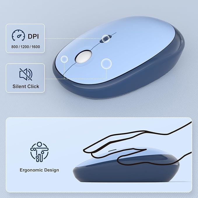 Wireless Keyboard and Mouse Combo, MOWUX Colorful Computer Full Size 2.4G Plug and Play Wireless Typewriter Keyboard and Mouse Set for Computer, Desktop, PC (Sea Blue Gradient)