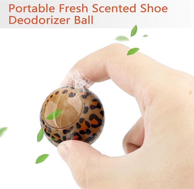 Knixmax Sneaker Deodorizer Shoe Freshener Balls, Boot Odor Eater Deodorizing Ball Sneaker Deodorants, Gym Bags Lockers Car Air Fresheners, 6 Packs Fresh Linen Leopard