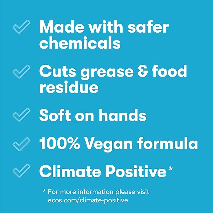 ECOS Dish Soap - Cuts Grease & Food Residue - No Harsh Chemicals - Hypoallergenic for Sensitive Skin - Biodegradable Formula, Recyclable Sustainable Liquid Dishwashing Soap - Natural Pear (Pack of 2)